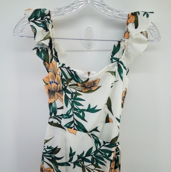 NWOT Anthropologie zhu Tropical Floral Orange Leaves Slit Flowy Dress S - Picture 12 of 16